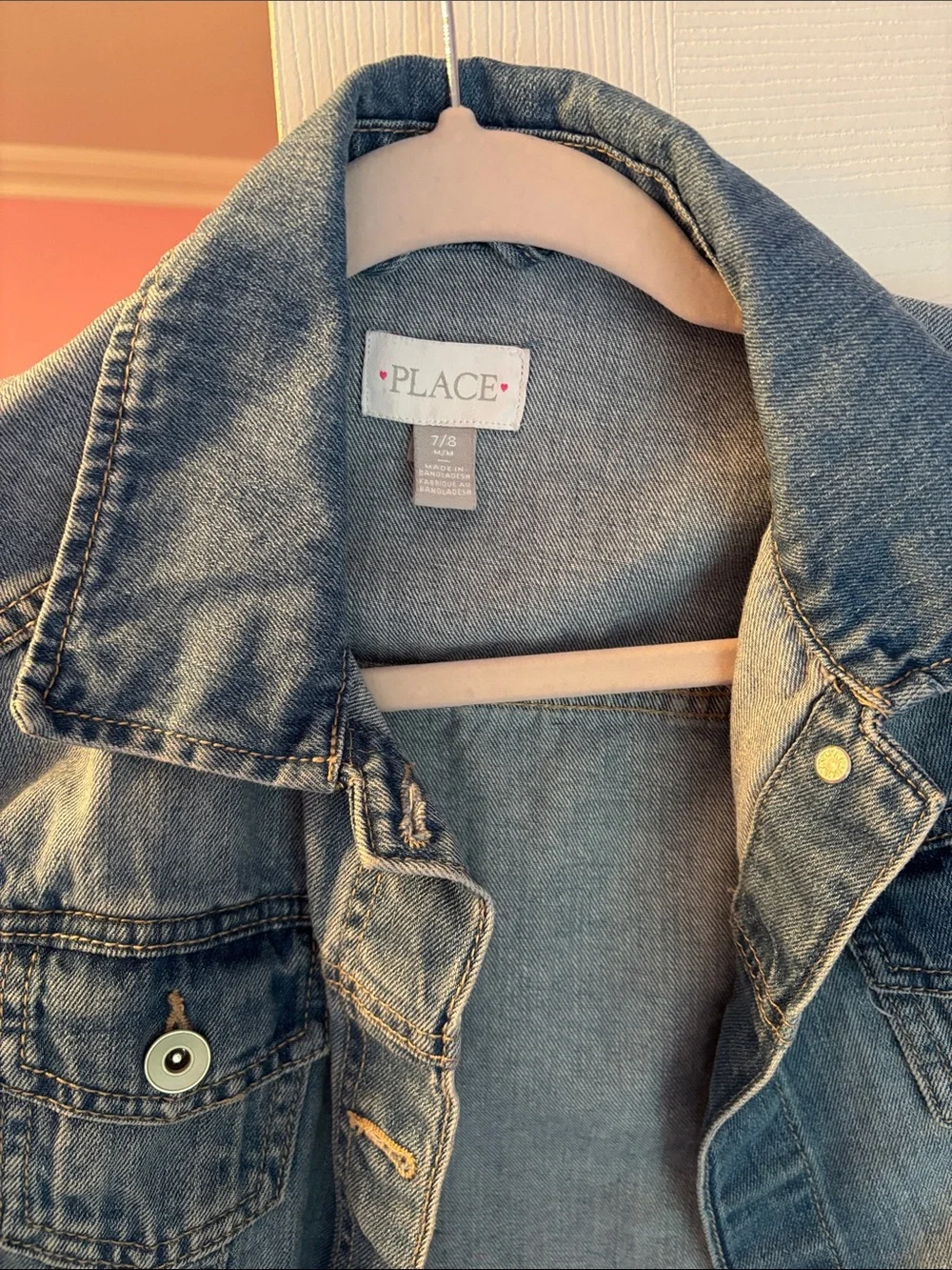 The Children's Place Light Blue Denim Jacket with Button Pockets